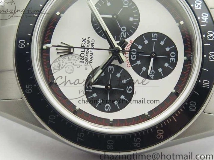 1225 Daytona Newman Sandblasted SS White Black Dial On SS Bracelet A Functional 3522